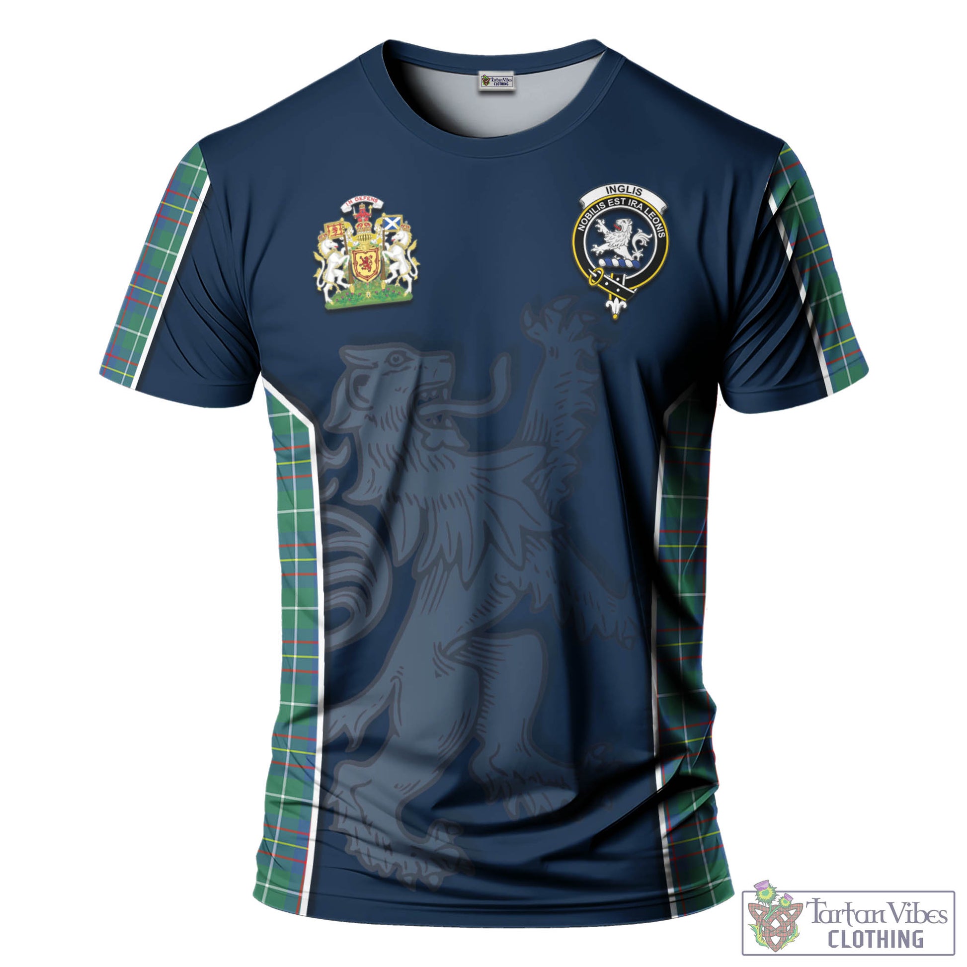 Tartan Vibes Clothing Inglis Ancient Tartan T-Shirt with Family Crest and Lion Rampant Vibes Sport Style