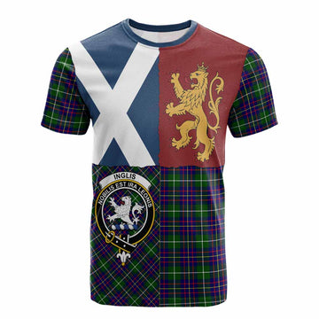 Inglis Crest Tartan Cotton T-shirt with Lion Rampant Saltire Style