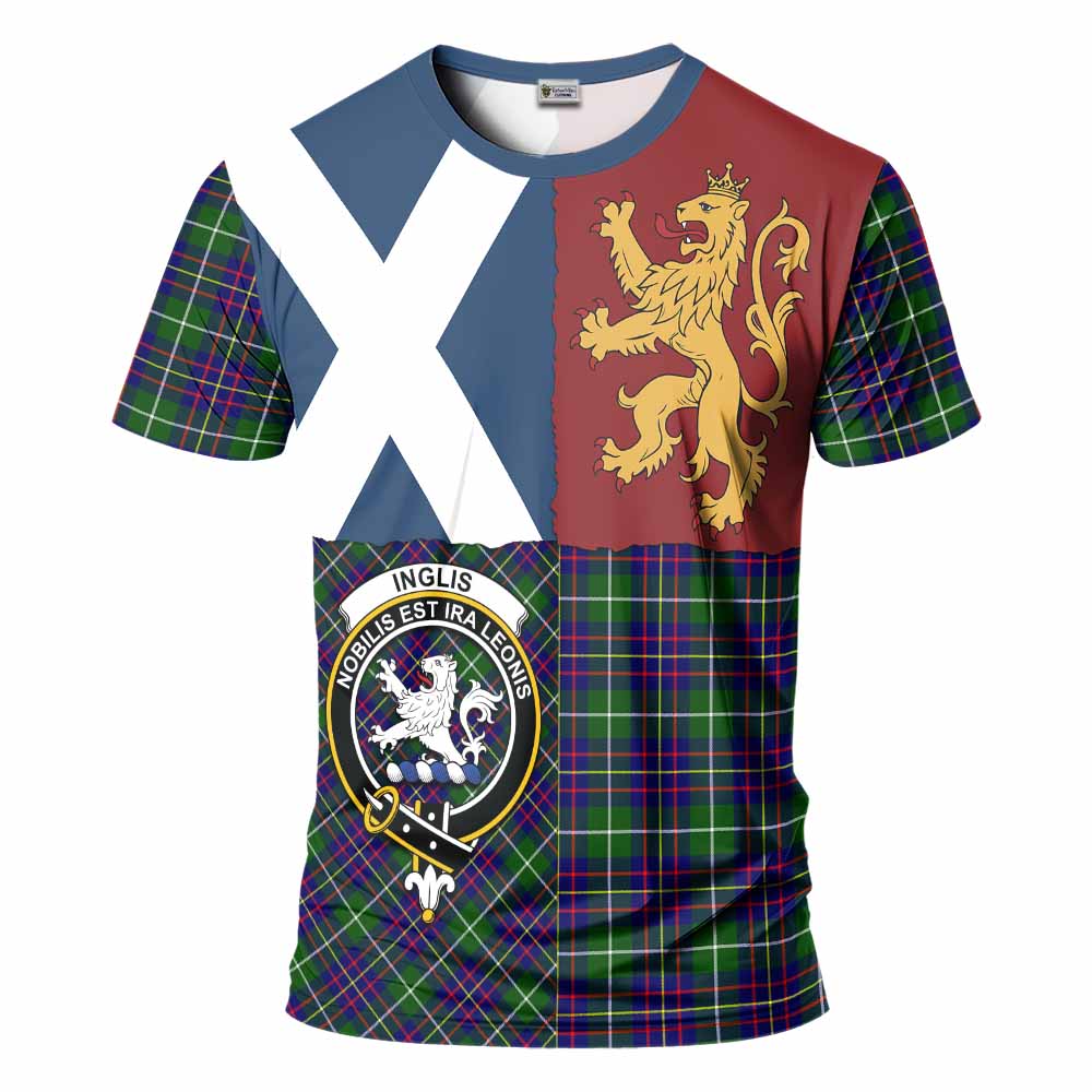 Inglis Crest Tartan T-Shirt with Lion Rampant Saltire Style
