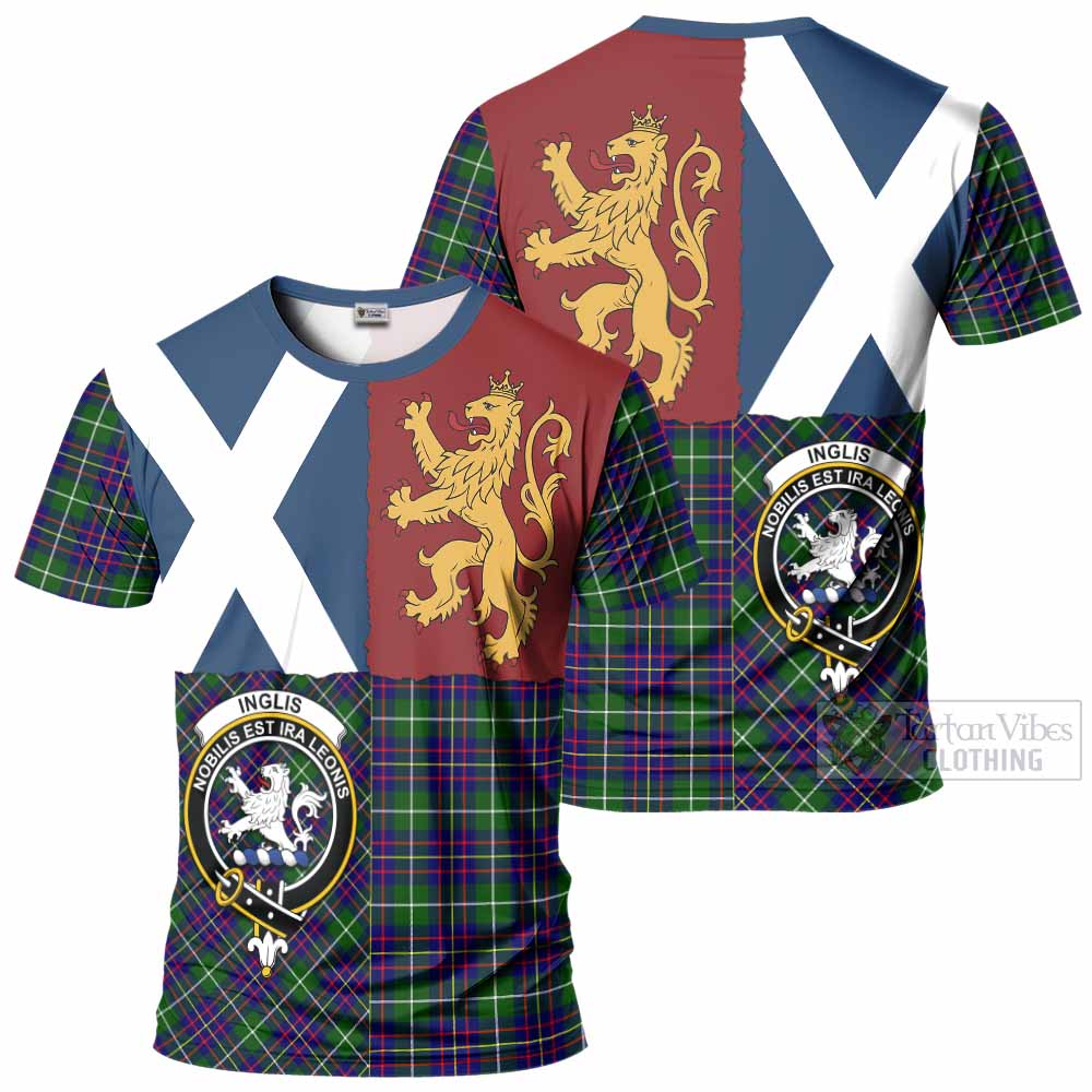 Inglis Crest Tartan T-Shirt with Lion Rampant Saltire Style