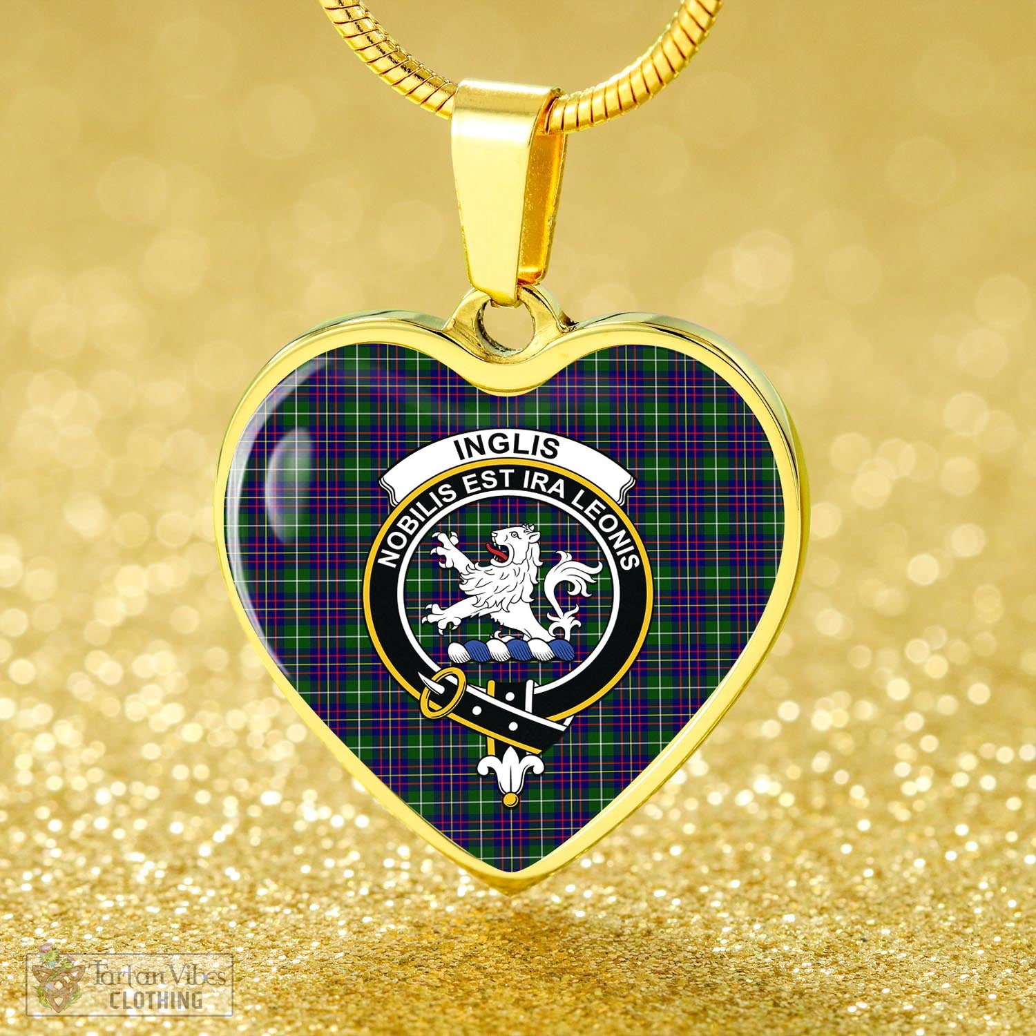 Inglis Tartan Heart Necklace with Family Crest - Tartan Vibes Clothing