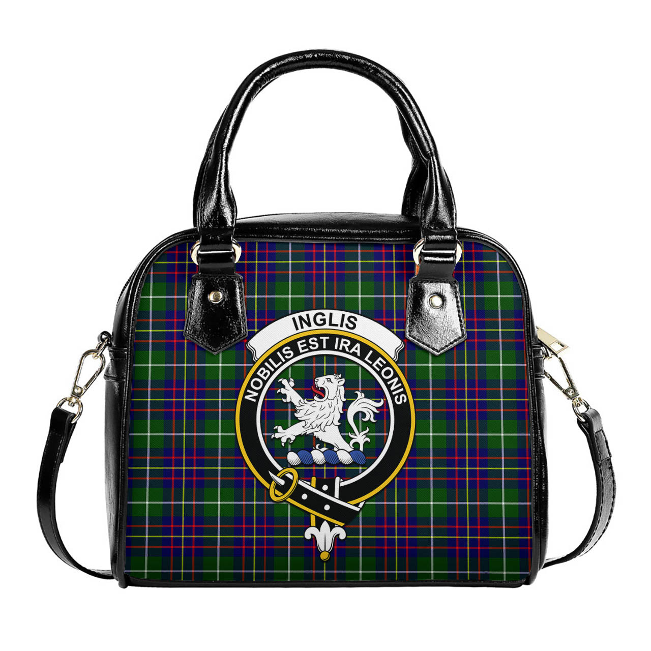 Inglis Tartan Shoulder Handbags with Family Crest One Size 9*21*24 cm (3.54*8.27*9.45 inches) - Tartan Vibes Clothing