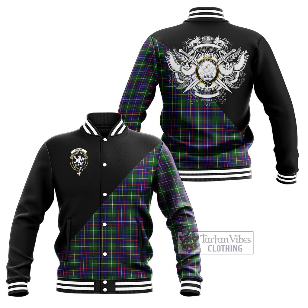 Inglis Tartan Baseball Jacket with Family Crest and Military Logo Style Unisex - Tartan Vibes Clothing