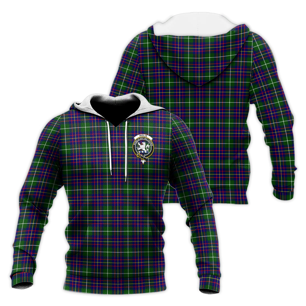 Inglis Tartan Knitted Hoodie with Family Crest Unisex Knitted Pullover Hoodie - Tartan Vibes Clothing