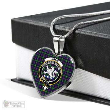 Inglis Tartan Heart Necklace with Family Crest Luxury Necklace (Silver) No - Tartan Vibes Clothing