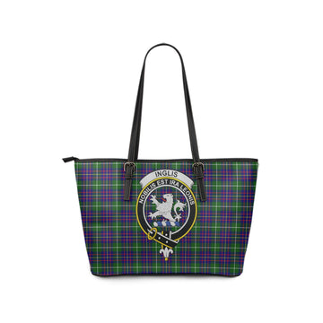 Inglis Modern Tartan Leather Tote Bag with Family Crest