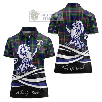 Inglis Tartan Women's Polo Shirt with Alba Gu Brath Regal Lion Emblem Women - Tartan Vibes Clothing