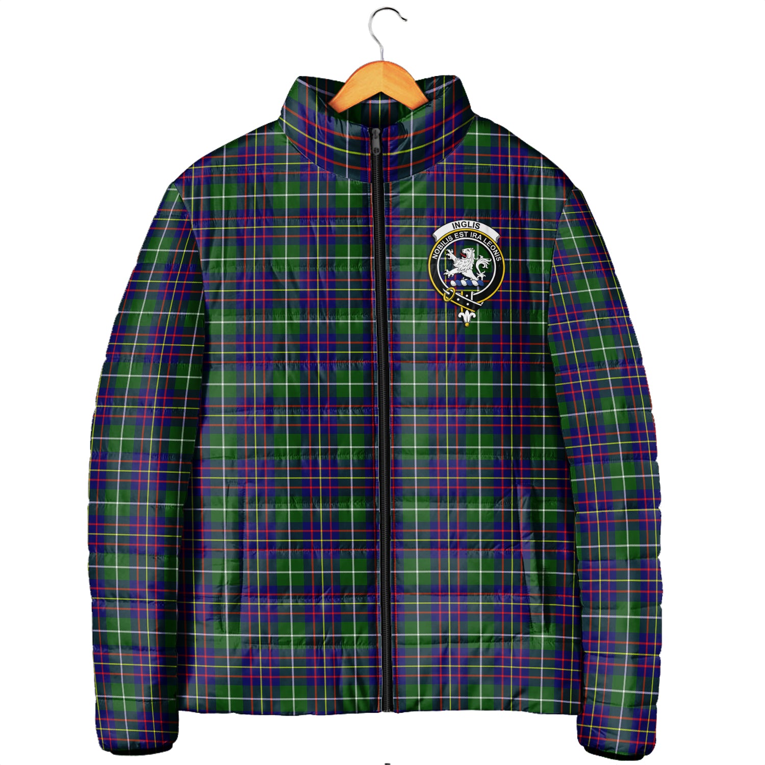 Inglis Tartan Padded Jacket with Family Crest Men's Padded Jacket - Tartan Vibes Clothing