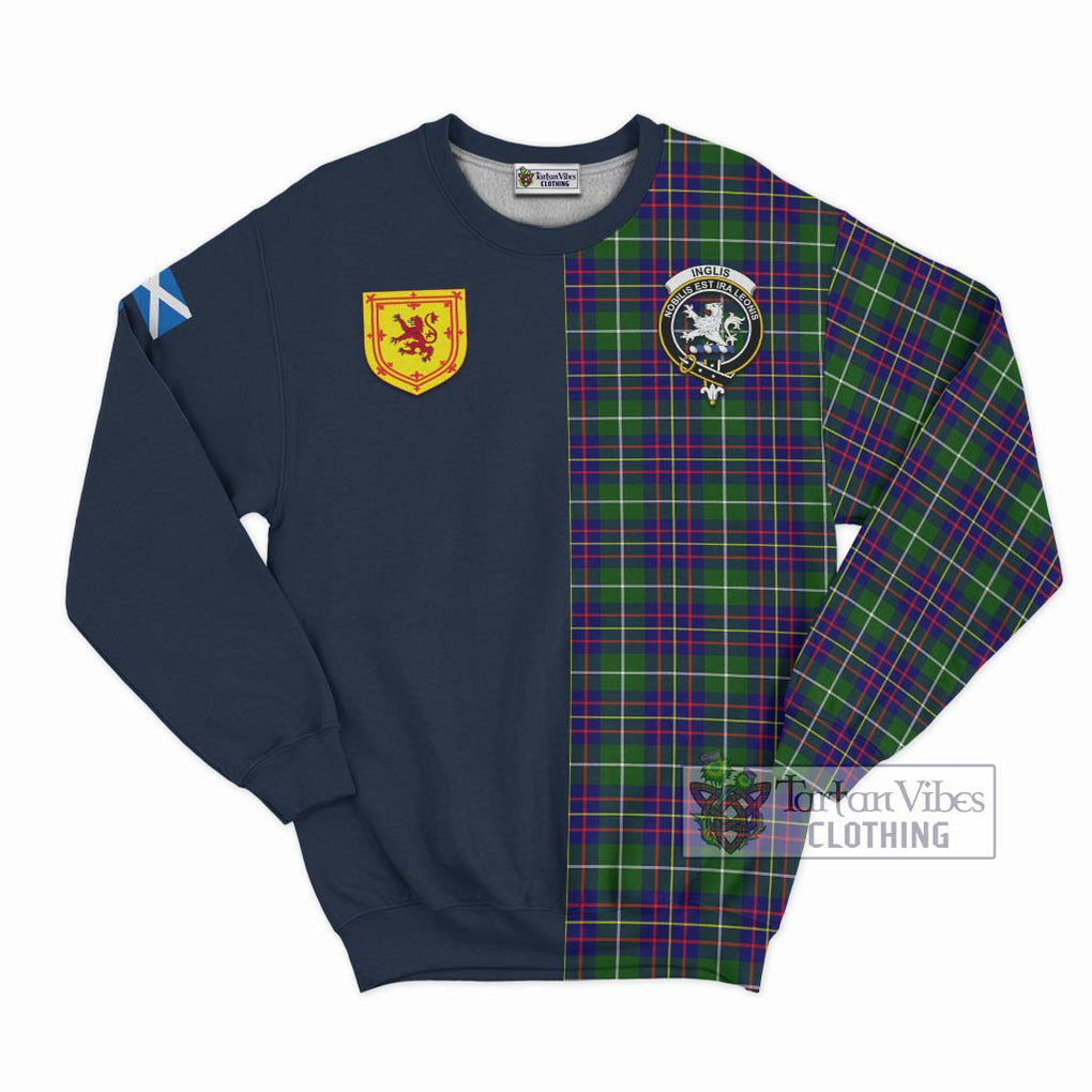 Inglis Tartan Sweatshirt Alba with Scottish Lion Royal Arm Half Style Unisex - Tartan Vibes Clothing