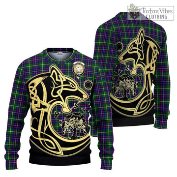 Inglis Tartan Ugly Sweater with Family Crest Celtic Wolf Style Unisex - Tartan Vibes Clothing
