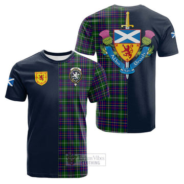 Inglis Tartan Cotton T-shirt Alba with Scottish Lion Royal Arm Half Style