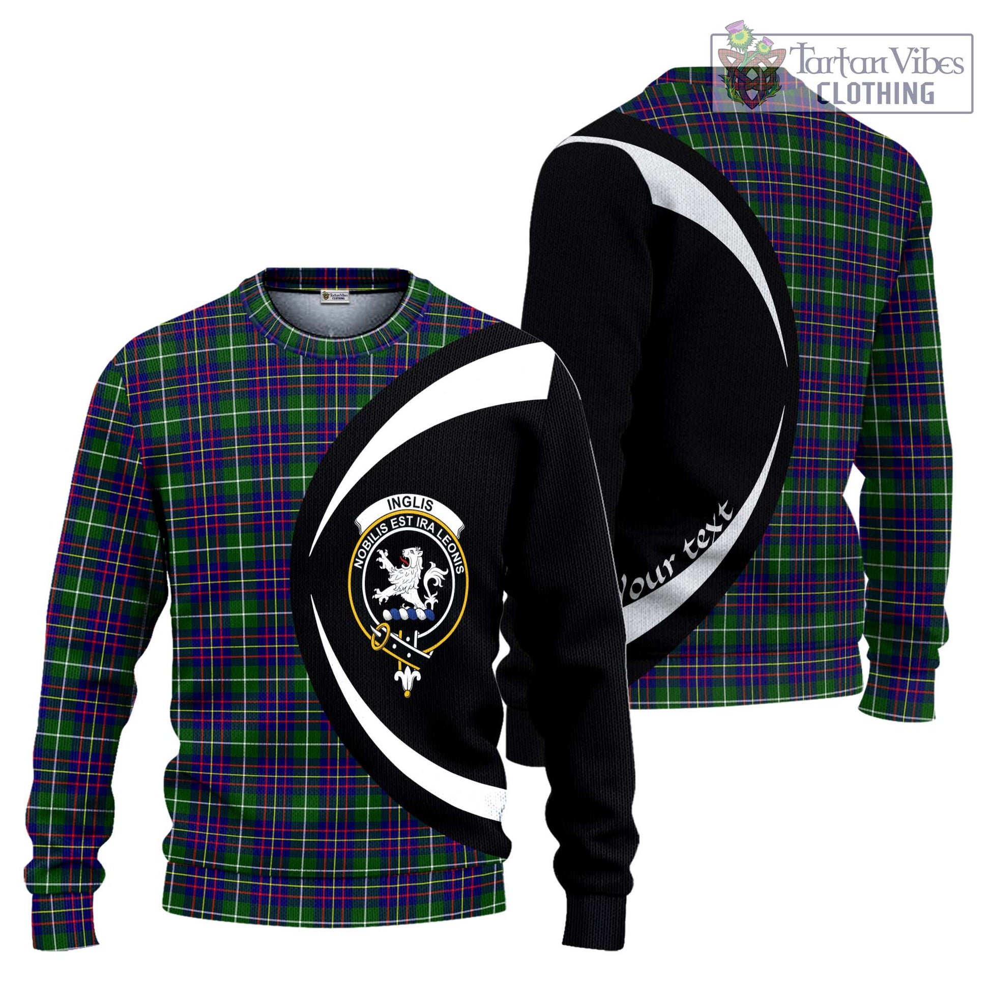 Inglis Tartan Ugly Sweater with Family Crest Circle Style Unisex - Tartan Vibes Clothing