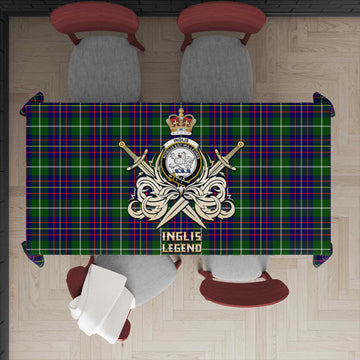 Inglis Tartan Tablecloth with Clan Crest and the Golden Sword of Courageous Legacy - Tartan Vibes Clothing