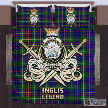 Inglis Modern Tartan Bedding Set with Clan Crest and the Golden Sword of Courageous Legacy