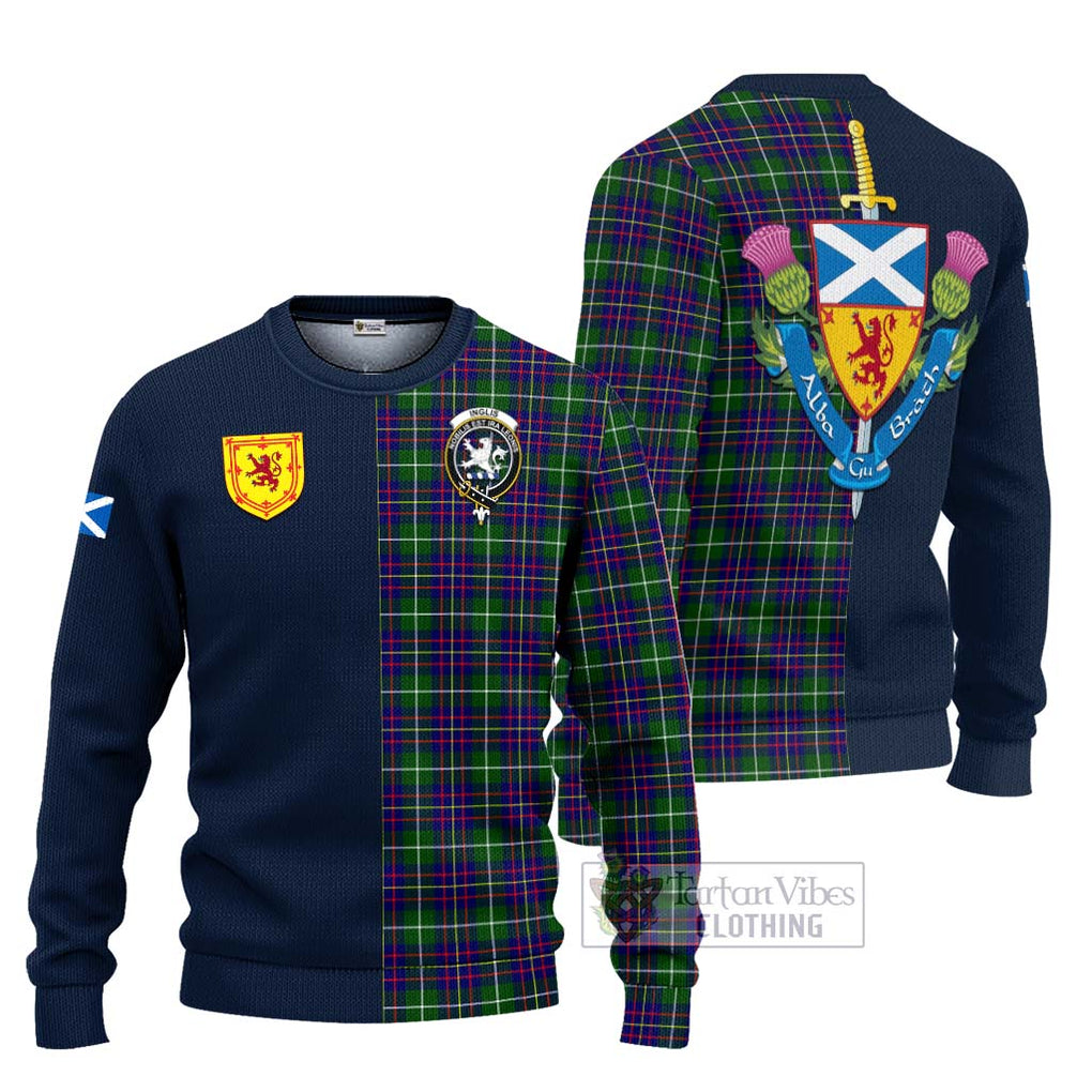 Inglis Tartan Ugly Sweater Alba with Scottish Lion Royal Arm Half Style Unisex - Tartan Vibes Clothing
