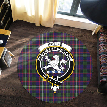 Inglis Tartan Round Rug with Family Crest Premium Round Rug - Tartan Vibes Clothing