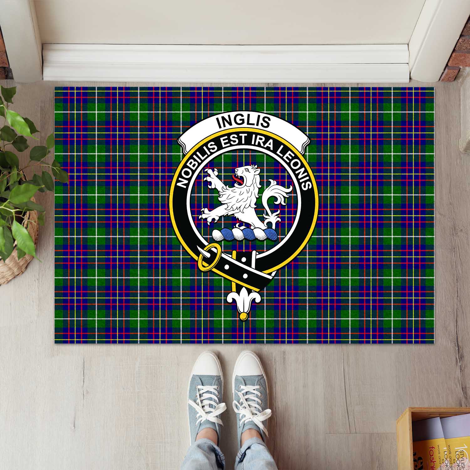 Inglis Tartan Rubber Doormat with Family Crest L 60*90cm - Tartan Vibes Clothing