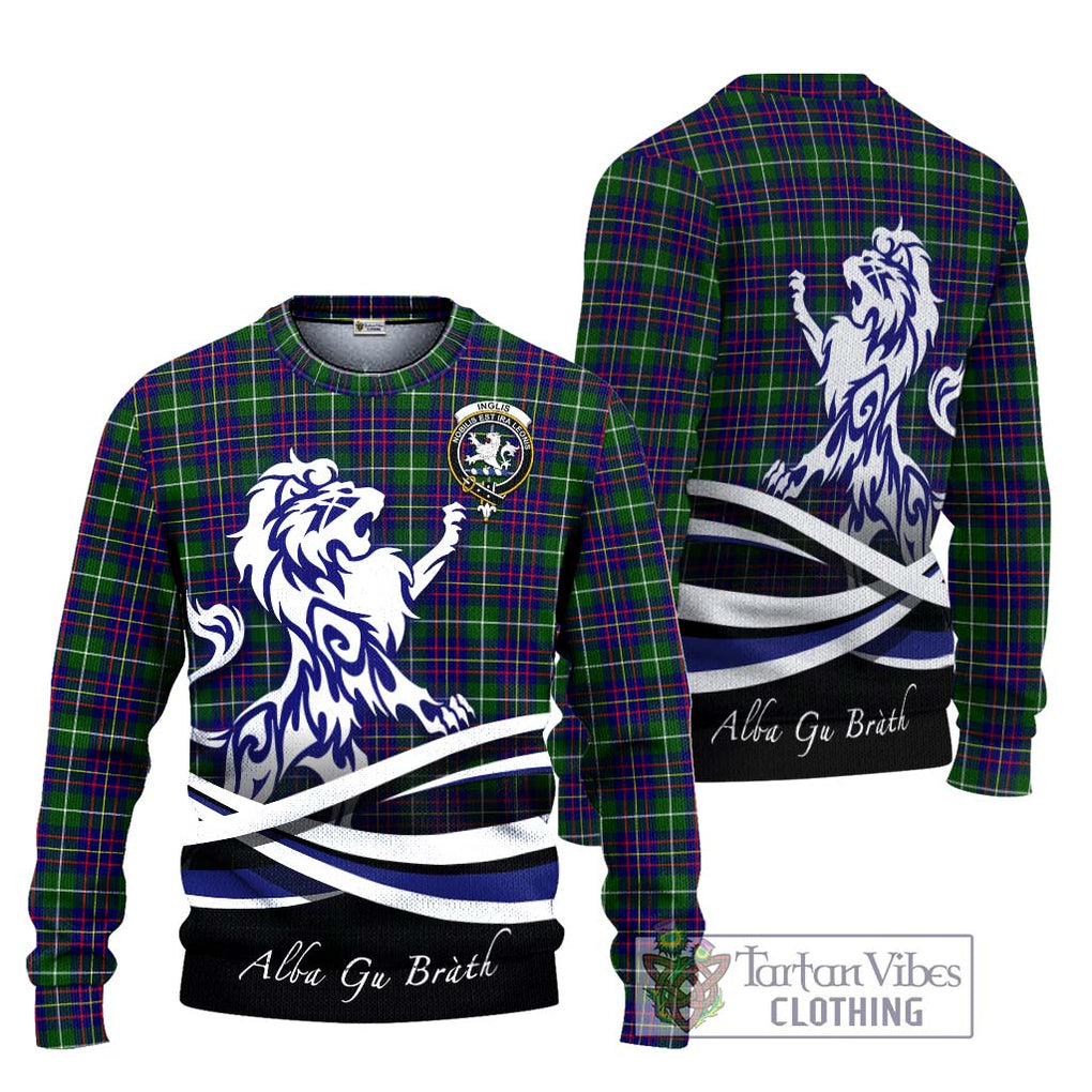 Inglis Tartan Ugly Sweater with Alba Gu Brath Regal Lion Emblem Unisex - Tartan Vibes Clothing