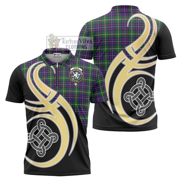 Inglis Tartan Zipper Polo Shirt with Family Crest and Celtic Symbol Style Unisex - Tartan Vibes Clothing