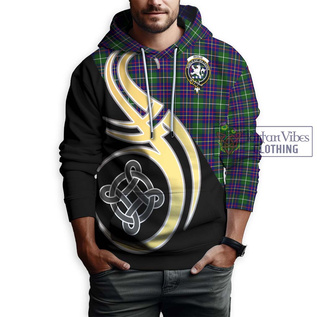 Inglis Tartan Hoodie with Family Crest and Celtic Symbol Style Zip Hoodie - Tartan Vibes Clothing