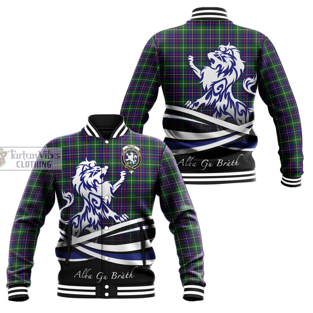 Inglis Tartan Baseball Jacket with Alba Gu Brath Regal Lion Emblem Unisex - Tartan Vibes Clothing