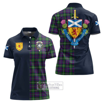 Inglis Tartan Women's Polo Shirt Alba with Scottish Lion Royal Arm Half Style Women - Tartan Vibes Clothing