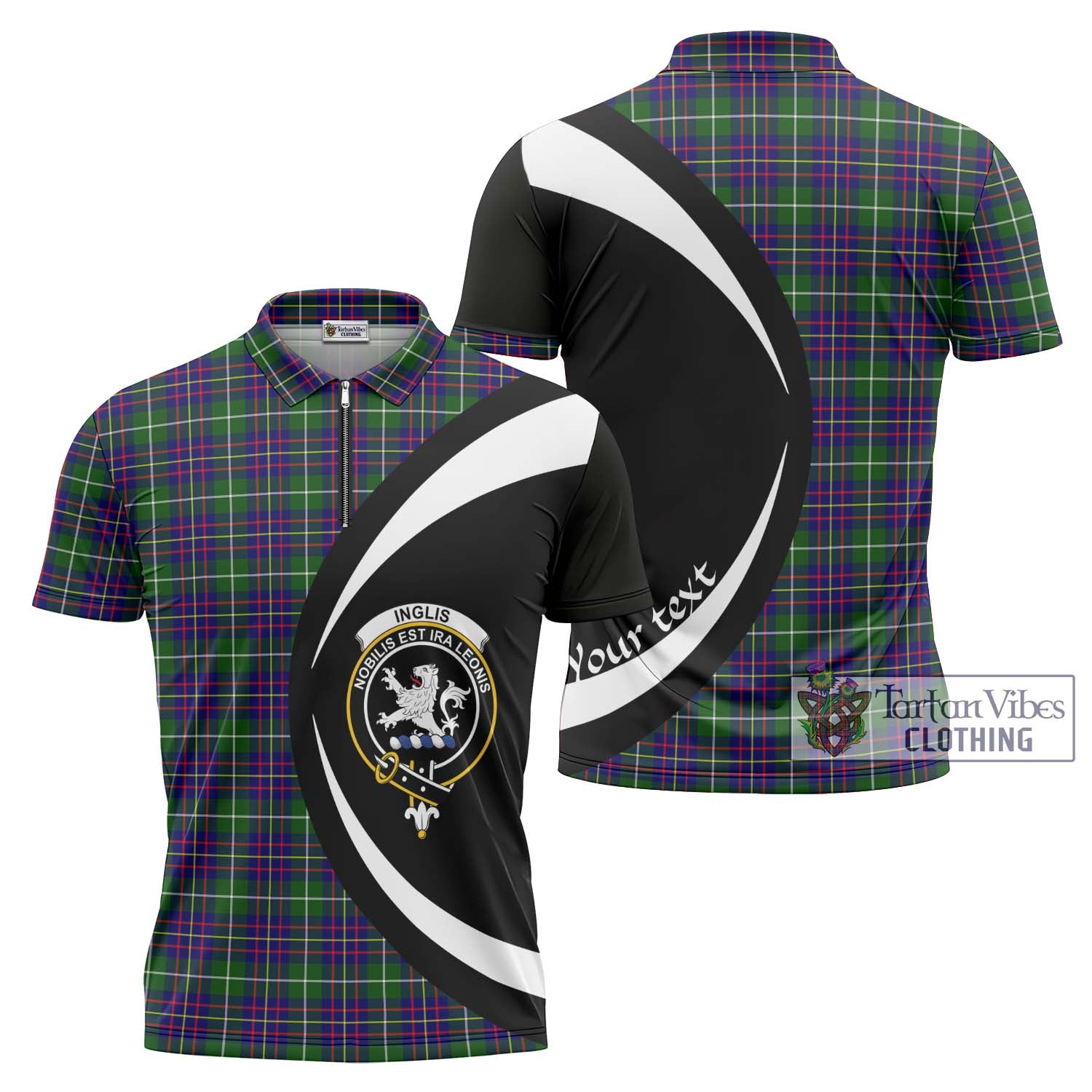 Inglis Tartan Zipper Polo Shirt with Family Crest Circle Style Unisex - Tartan Vibes Clothing