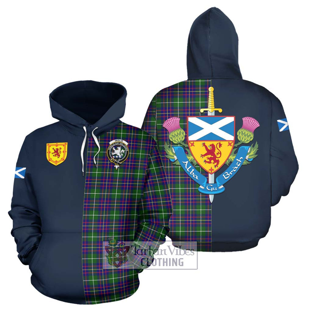 Inglis Tartan Hoodie Alba with Scottish Lion Royal Arm Half Style Zip Hoodie - Tartan Vibes Clothing