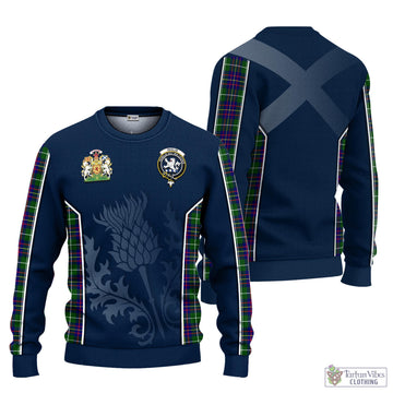 Inglis Tartan Knitted Sweatshirt with Family Crest and Scottish Thistle Vibes Sport Style Unisex - Tartan Vibes Clothing