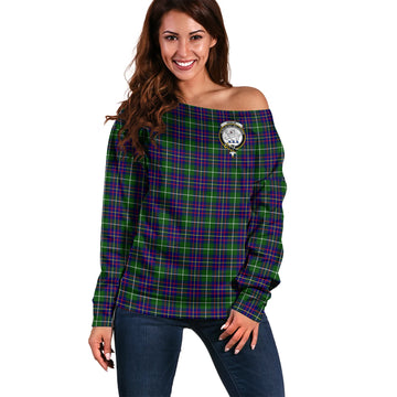 Inglis Tartan Off Shoulder Women Sweater with Family Crest Women - Tartan Vibes Clothing