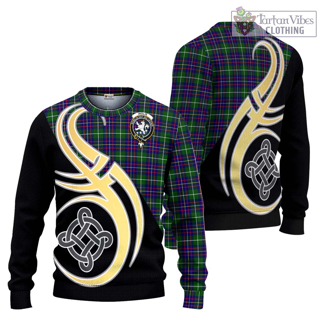 Inglis Tartan Ugly Sweater with Family Crest and Celtic Symbol Style Unisex - Tartan Vibes Clothing