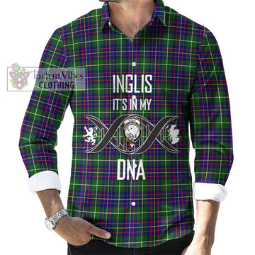 Inglis Tartan Long Sleeve Button Shirt with Family Crest DNA In Me Style Men's Shirt S - Tartanvibesclothing Shop