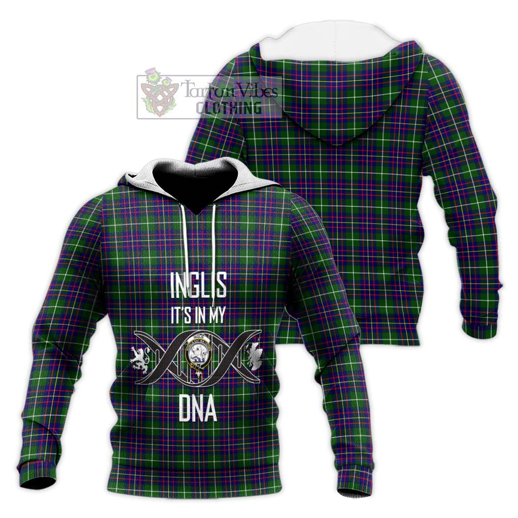 Inglis Tartan Knitted Hoodie with Family Crest DNA In Me Style Unisex Knitted Pullover Hoodie - Tartan Vibes Clothing