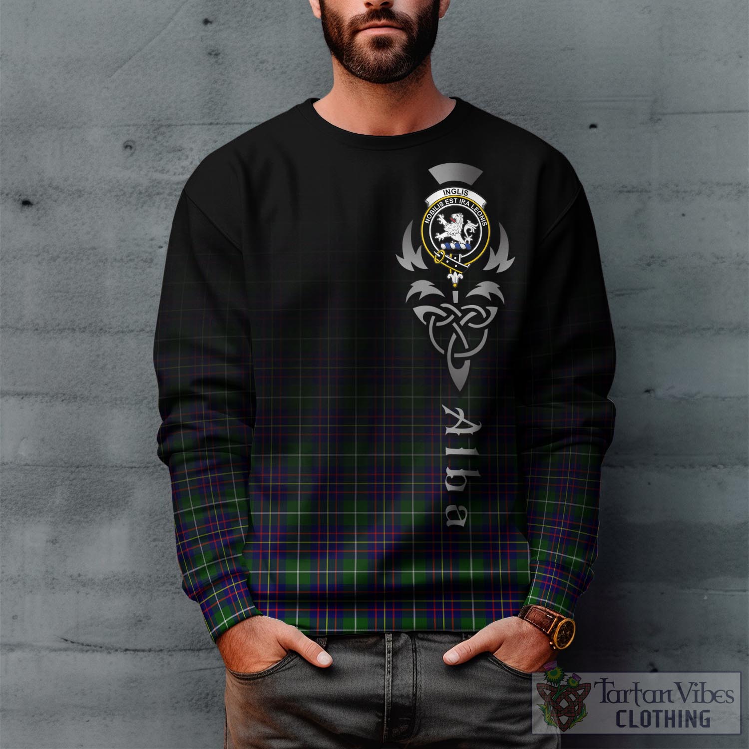 Inglis Tartan Sweatshirt Featuring Alba Gu Brath Family Crest Celtic Inspired Unisex - Tartan Vibes Clothing