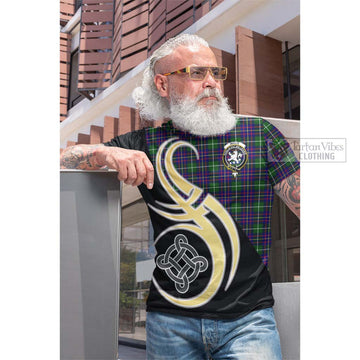 Inglis Tartan Cotton T-shirt with Family Crest and Celtic Symbol Style