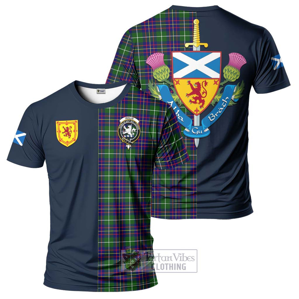 Tartan Vibes Clothing Inglis Modern Tartan T-Shirt Alba with Scottish Lion Royal Arm Half Style