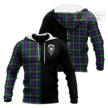 Inglis Tartan Knitted Hoodie with Family Crest and Half Of Me Style Unisex Knitted Pullover Hoodie - Tartan Vibes Clothing