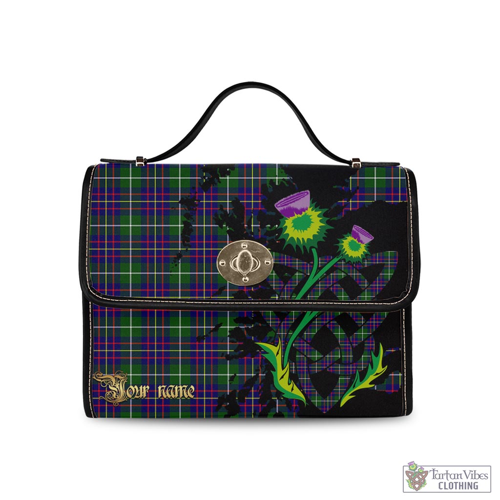 Tartan Vibes Clothing Inglis Modern Tartan Waterproof Canvas Bag with Scotland Map and Thistle Celtic Accents