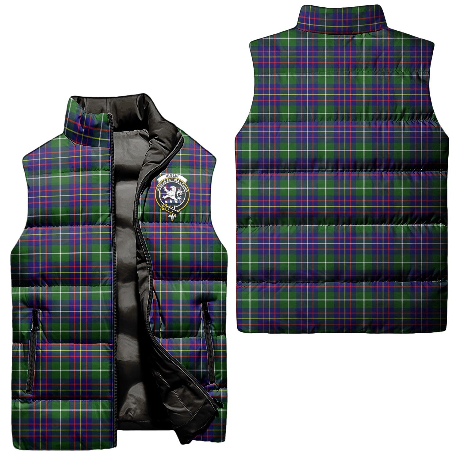 Inglis Tartan Sleeveless Puffer Jacket with Family Crest Unisex - Tartan Vibes Clothing