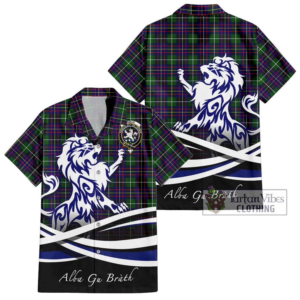 Inglis Tartan Hawaiian Shirt with Alba Gu Brath Regal Lion Emblem Kid - Tartan Vibes Clothing
