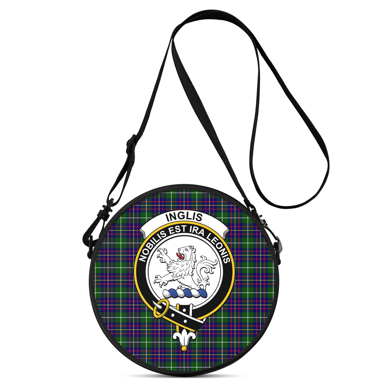 Inglis Tartan Round Satchel Bags with Family Crest One Size 9*9*2.7 inch - Tartan Vibes Clothing