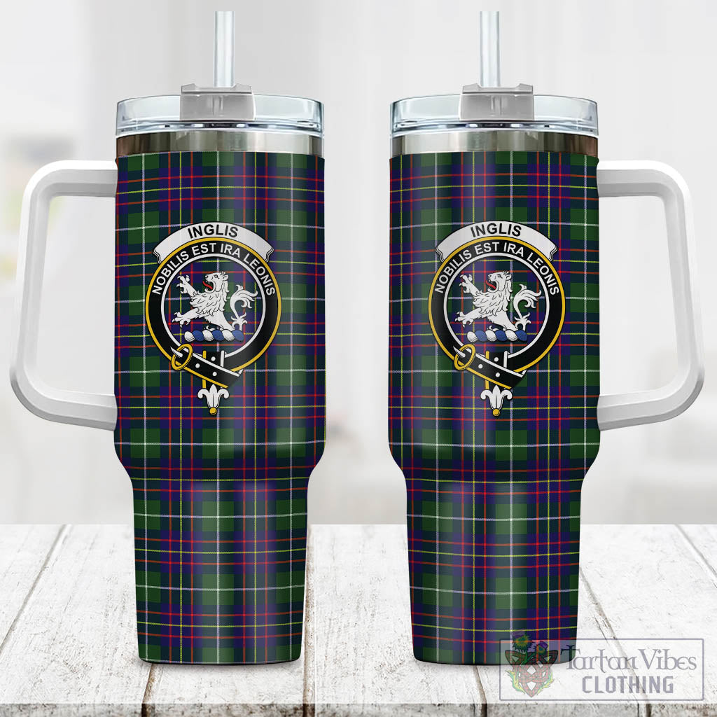 Inglis Tartan Tumbler with Handle with Family Crest One Size 40 OZ - Tartan Vibes Clothing