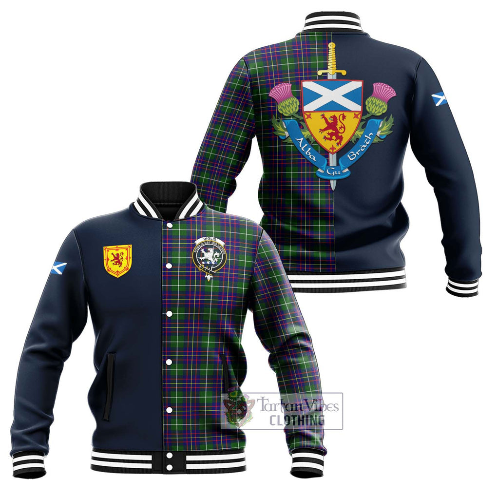 Inglis Tartan Baseball Jacket Alba with Scottish Lion Royal Arm Half Style Unisex - Tartan Vibes Clothing