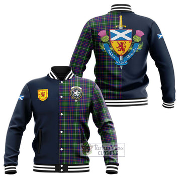 Tartan Vibes Clothing Inglis Modern Tartan Baseball Jacket with Scottish Lion Royal Arm Half Style