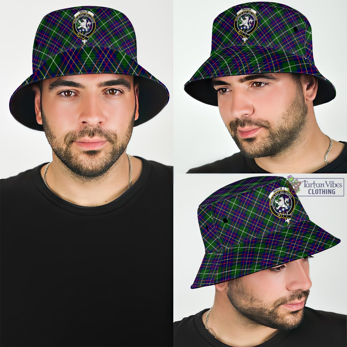 Inglis Tartan Bucket Hat with Family Crest Bucket Hat One Size - Tartan Vibes Clothing
