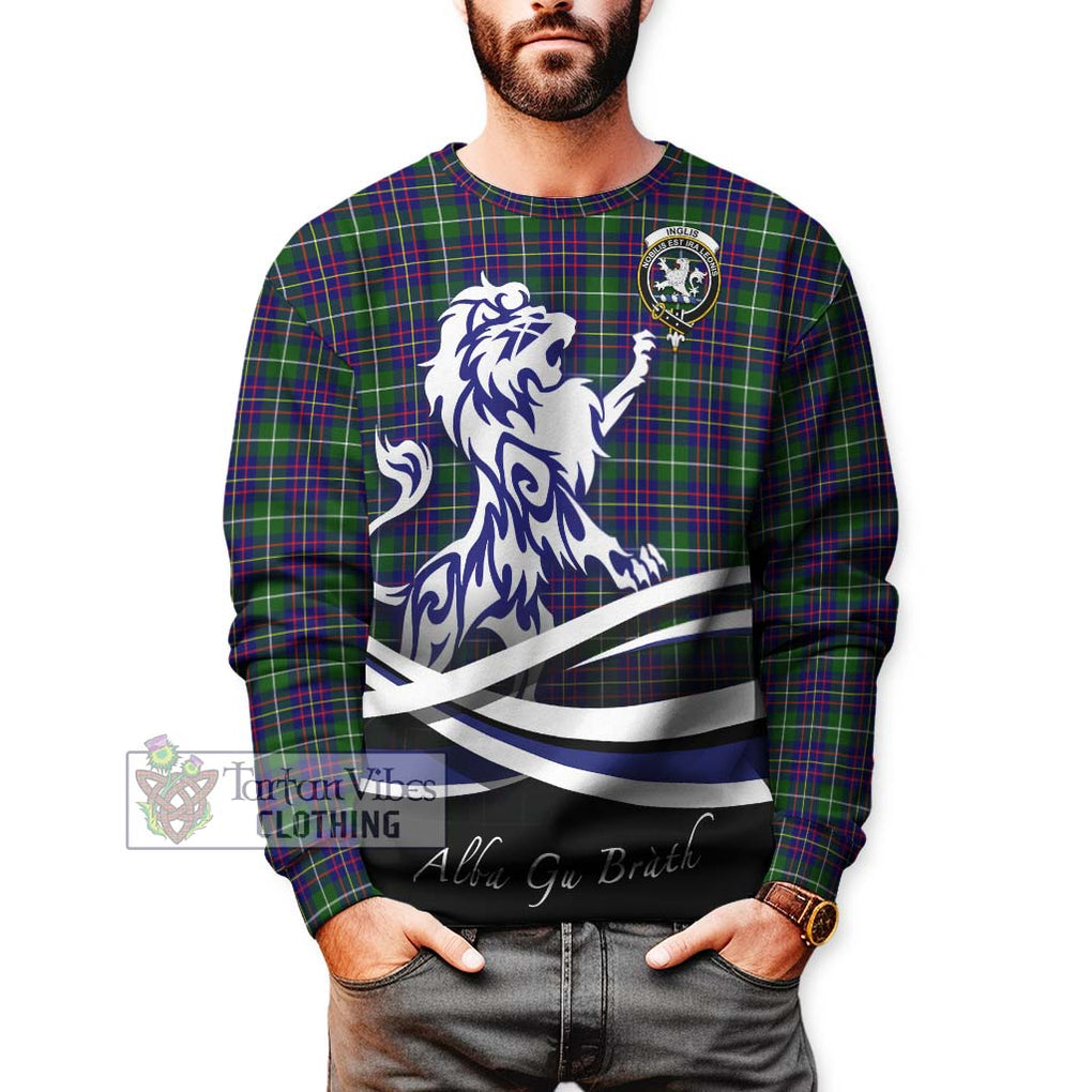 Inglis Tartan Sweatshirt with Alba Gu Brath Regal Lion Emblem Unisex - Tartan Vibes Clothing