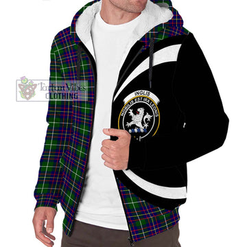 Inglis Tartan Sherpa Hoodie with Family Crest Circle Style Unisex S - Tartan Vibes Clothing