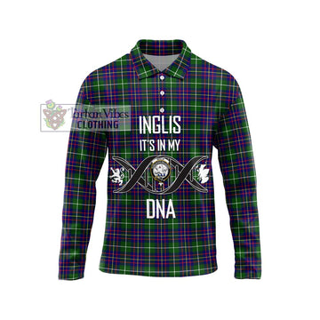 Inglis Tartan Long Sleeve Polo Shirt with Family Crest DNA In Me Style Unisex - Tartan Vibes Clothing