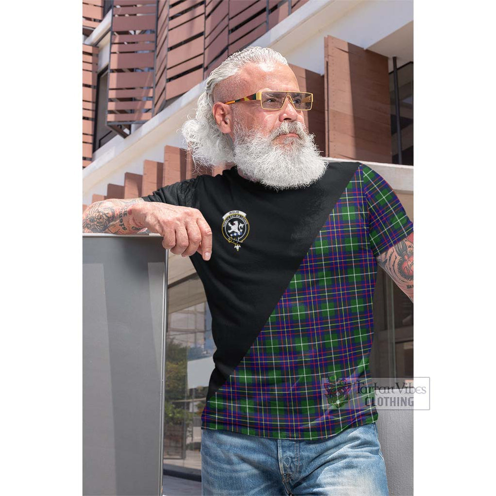 Tartan Vibes Clothing Inglis Modern Tartan Cotton T-shirt with Family Crest and Military Logo Style