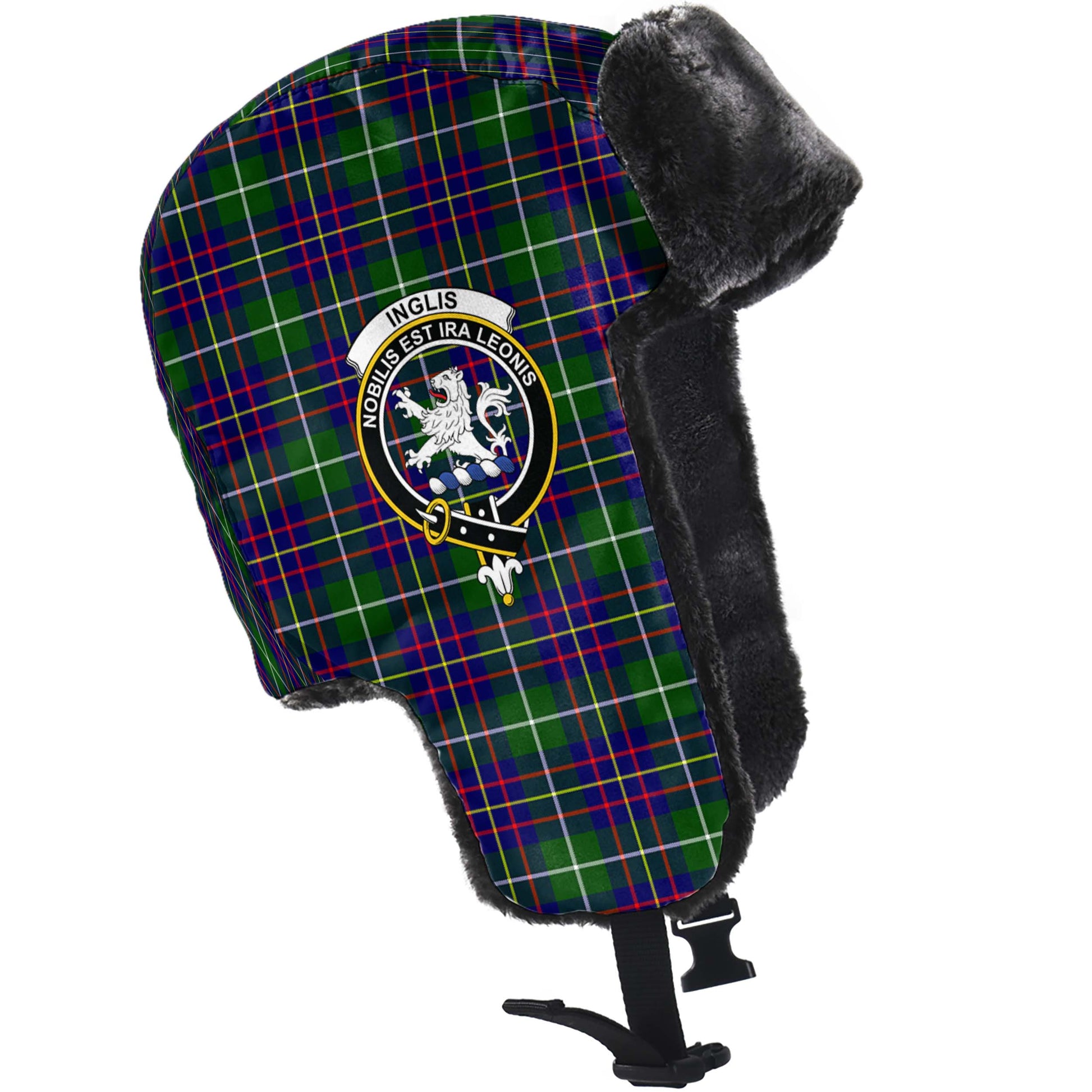 Inglis Tartan Winter Trapper Hat with Family Crest - Tartan Vibes Clothing
